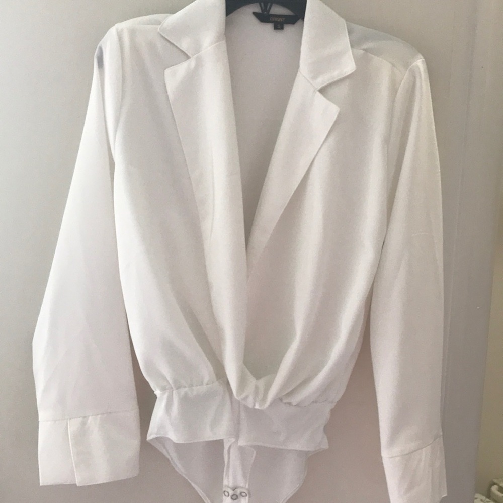 White blazer body suit